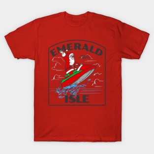 Emerald Isle, NC Christmas Vacationing Waterskiing Santa T-Shirt